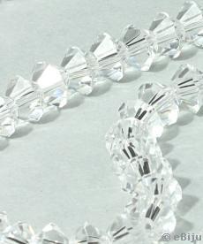 Csiszolt bikónikus kristály gyöngyök, átlátszó, 0.55x0.8 cm