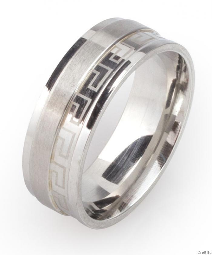 Ezüstszínű görög mintás gyűrű, uniszex, 17 mm