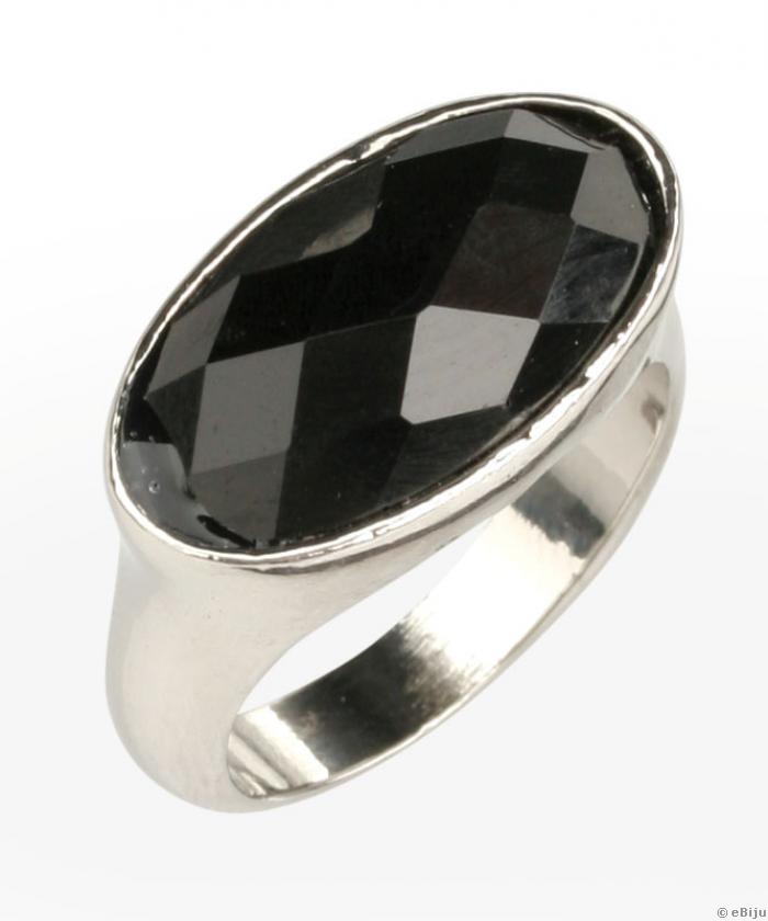 Gyűrű fekete kristállyal, 17 mm
