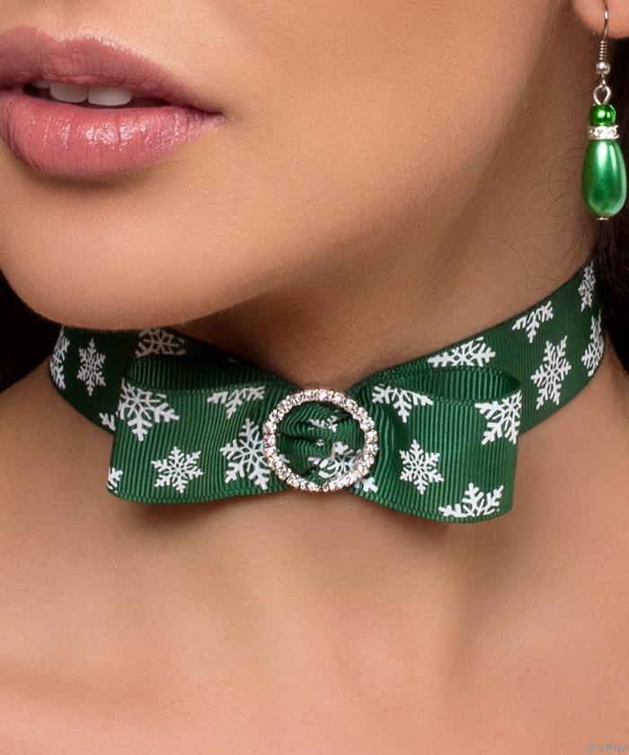 Karácsonyi zöld choker nyakék