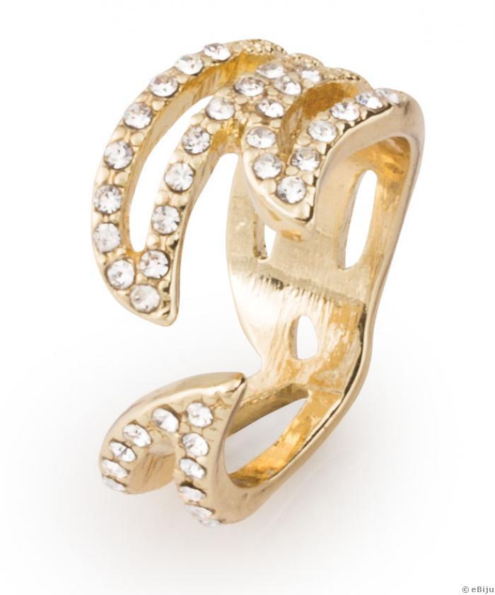 Stilizált leveles aranyszínű gyűrű, 18 mm
